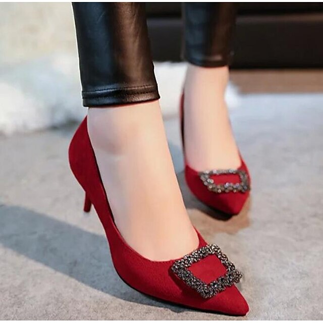  Women's Heels Comfort PU Black Red Green