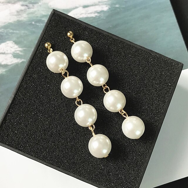  Women's Obsidian Drop Earrings Pearl Earrings Jewelry Gold / Silver For Wedding Date