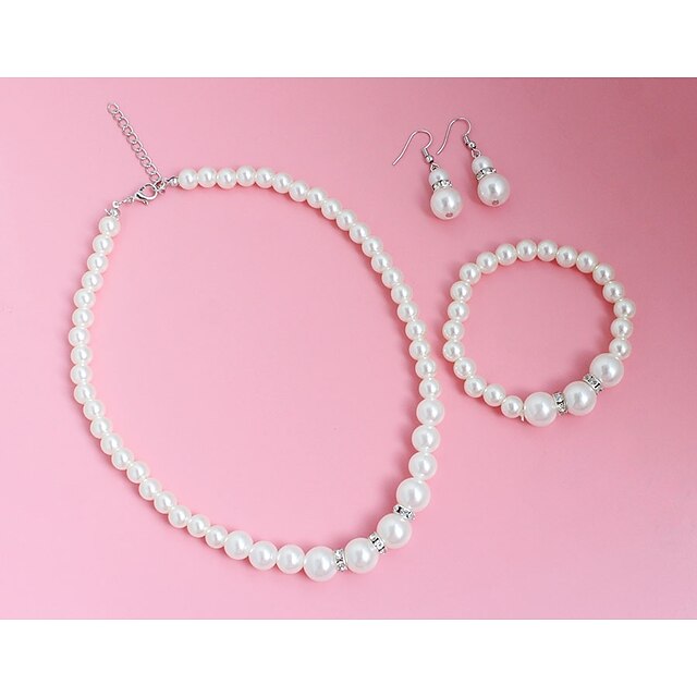  Women's Drop Earrings Necklace Imitation Pearl Earrings Jewelry White For Wedding Party Casual