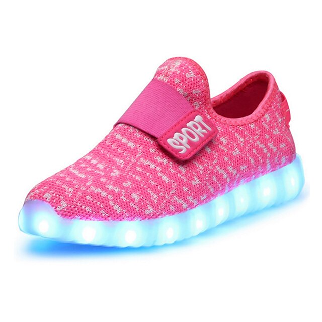  Girls' LED / Comfort / Novelty Leather Sneakers Magic Tape / LED Black / Red / Pink Spring / LED Shoes / Rubber / LED Shoes