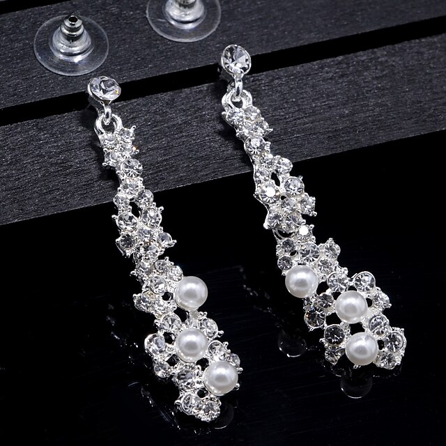  Women's Crystal Drop Earrings Basic Elegant Pearl Earrings Jewelry Silver / Gold For Wedding Daily