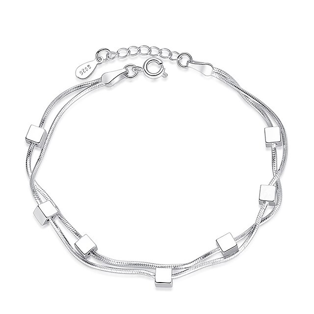  Women's Chain Bracelet Thick Chain Ladies Sterling Silver Bracelet Jewelry Silver For Party Daily