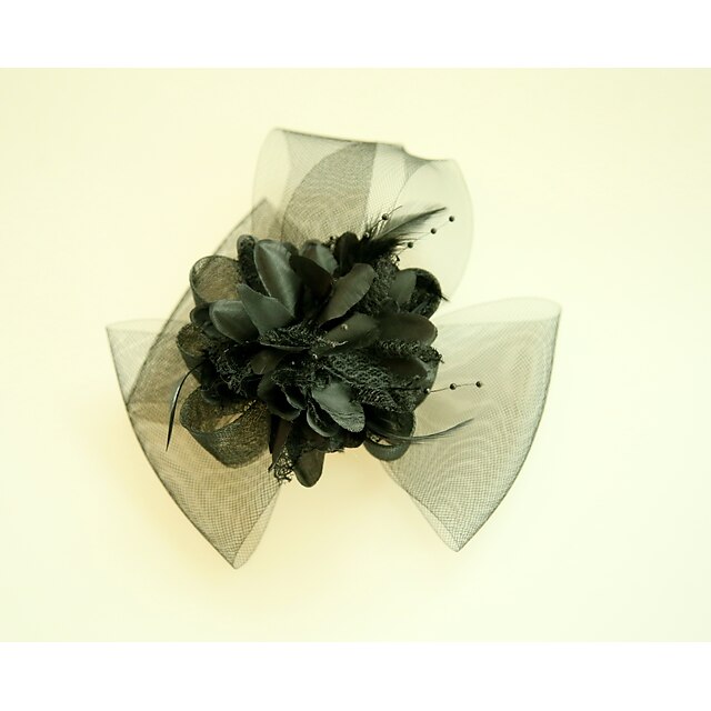  Tulle / Fabric / Net Fascinators / Flowers with Feather 1 Wedding / Special Occasion / Event / Party Headpiece