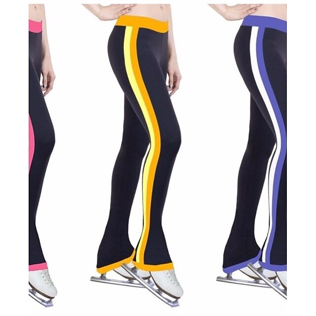  Figure Skating Pants Women's Girls' Ice Skating Pants / Trousers Tracksuit Yellow Red Blue Stretchy Training Competition Skating Wear Stripes Ice Skating Winter Sports Figure Skating