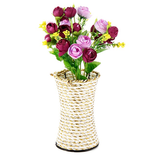  Fleurs artificielles 1pcs Une succursale style pastoral Roses Fleur de Table