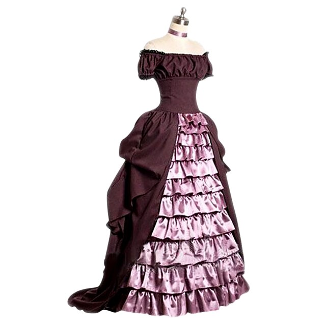  Plus Size Rococo Victorian 18th Century Ruffle Dress Cocktail Dress Vintage Dress Dress Prom Dress Women's Costume Vintage Cosplay Party Prom Short Sleeve Floor Length Plus Size