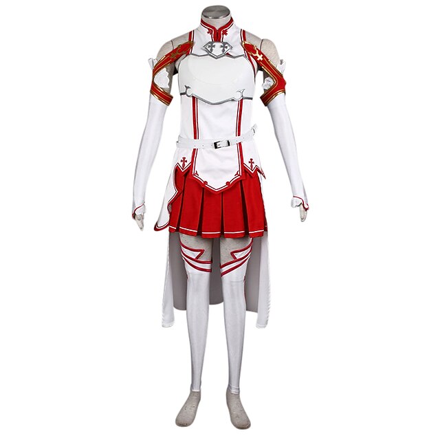  Zainspirowany przez SAIO Alicization Yuuki Asuna Anime Kostiumy cosplay Japoński Garnitury cosplay Niejednolita całość Bluzka Spódnica Rękawy Na Damskie / Dodatek do talii / Więcej akcesoriów / Pasek