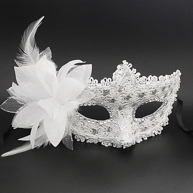  Karnawał Maska Unisex Halloween Karnawał Nowy Rok Festiwal/Święto Kostiumy na Halloween Stroje Czarny / Srebrny / Różowy Solidne kolory Koronka