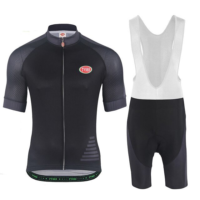  Men's Short Sleeve Cycling Jersey with Bib Shorts White Black Solid Color Bike Clothing Suit Sports Lycra Solid Color Mountain Bike MTB Road Bike Cycling Clothing Apparel / Stretchy