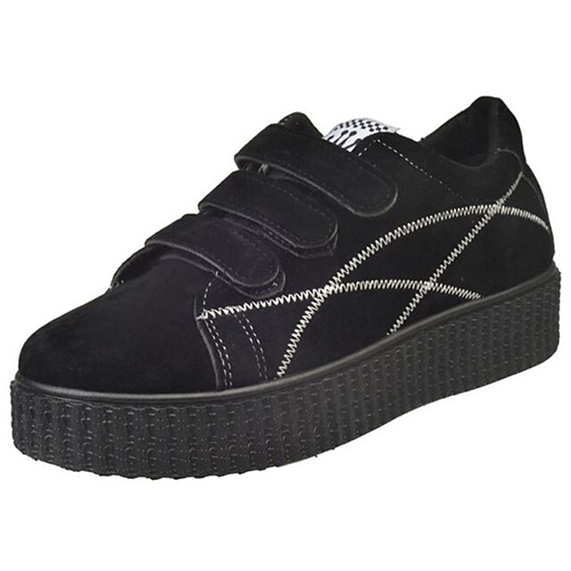  Women's Sneakers Lace-up Round Toe Comfort PU Black Gray