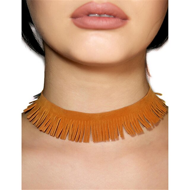  Women's Choker Necklace Fashion Plush Fabric Dark Red Black Orange Brown Necklace Jewelry For Street Casual Daily