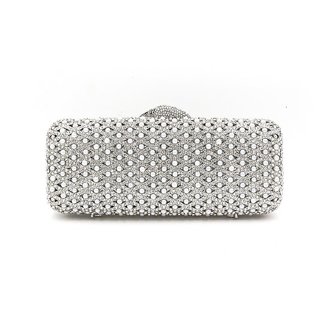  Női Kristály díszítés Ötvözet Estélyi táska Tekintettel Crystal Evening Bags Mértani Ezüst / Esküvői táskák / Esküvői táskák