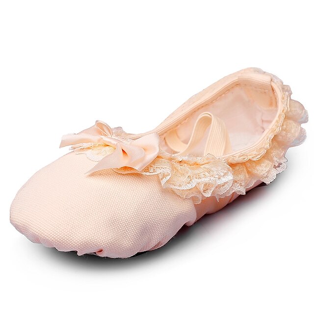  Női Balettcipők Vászon / Szövet Gumis pánt Csokor Lapos Személyre szabható Dance Shoes Bézs / Teljesítmény