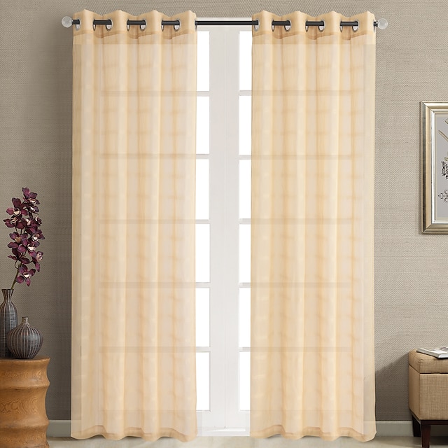  eco-friendly sheer cortinas tons de ouro tamanho personalizado / jacquard / dois painéis sala de estar