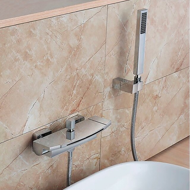  Bathtub Faucet - Contemporary Chrome Wall Mounted Ceramic Valve Bath Shower Mixer Taps / Brass