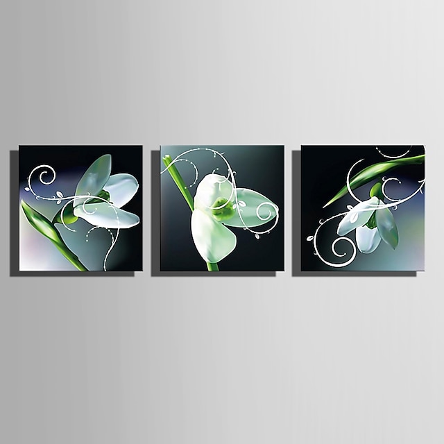  LED-canvaskunst Botanisch Drie panelen Vierkant Print Muurdecoratie Huisdecoratie