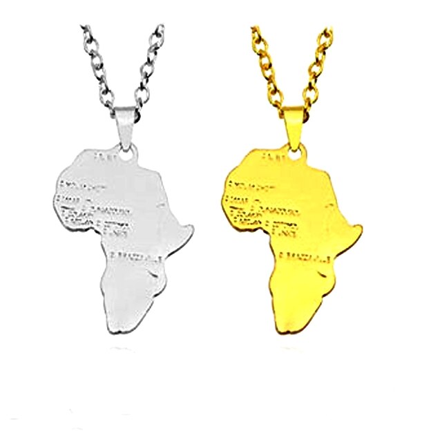  Men's Women's Pendant Necklace Pendant Maps Alphabet Shape Classic Ethnic Fashion Inspirational Alloy Gold Silver Necklace Jewelry For Club Bar