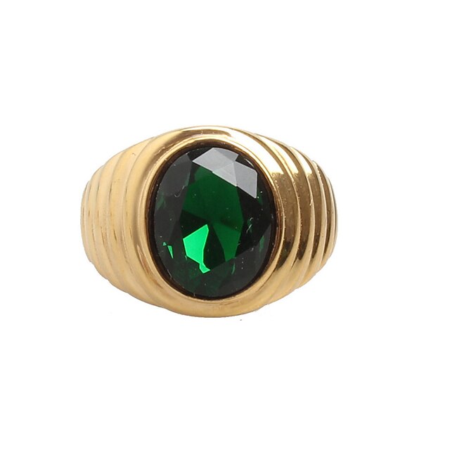  Men's Band Ring Signet Ring Cubic Zirconia Black Green Red Titanium Steel Statement Vintage Rock Wedding Daily Jewelry Solitaire Oval Cut Magic