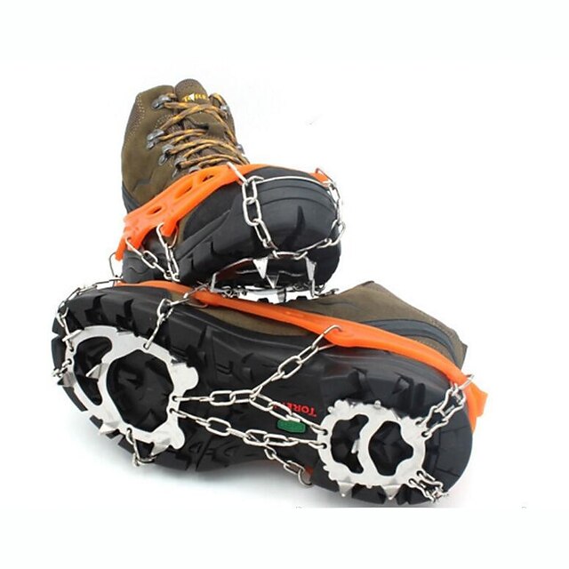  Traction Cleats Crampons Outdoor Non Slip Stainless Steel Metal Alloy Rubber Climbing Outdoor Exercise Black Orange