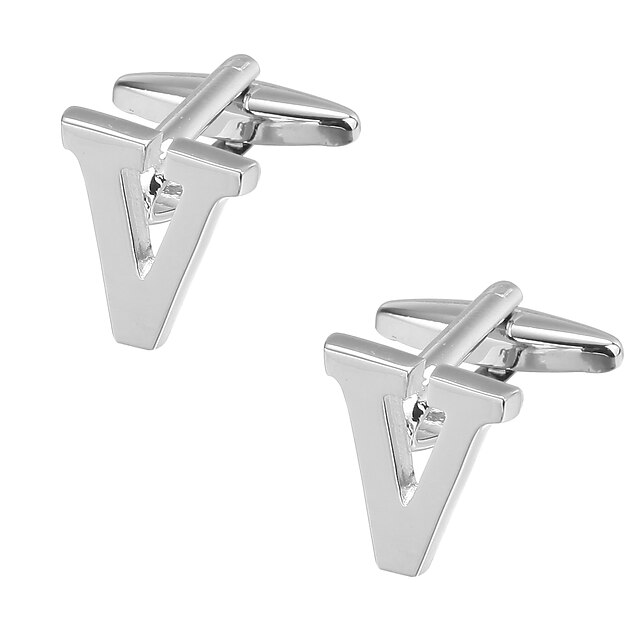  Cufflinks Alphabet Shape Romantic Brooch Jewelry Silver For Valentine