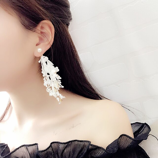  Damskie Kolczyki drop Długie damska Frędzel Gotyckie Koreański Moda Kolczyki Biżuteria Biały / Czarny Na Impreza Codzienny