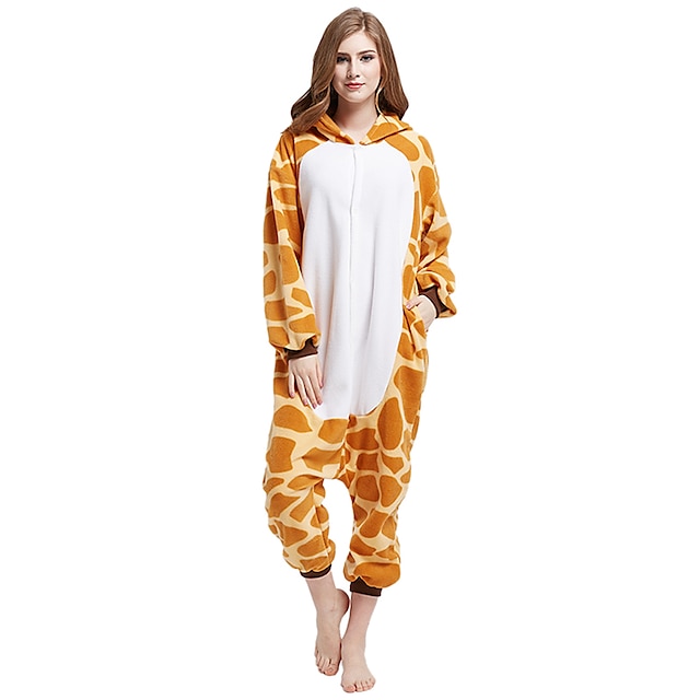  Erwachsene Kigurumi-Pyjamas Nachtwäsche Tarnfarben Giraffe Tier Patchwork Pyjamas-Einteiler Pyjamas Polar-Fleece Cosplay Für Herren und Damen Weihnachten Tiernachtwäsche Karikatur