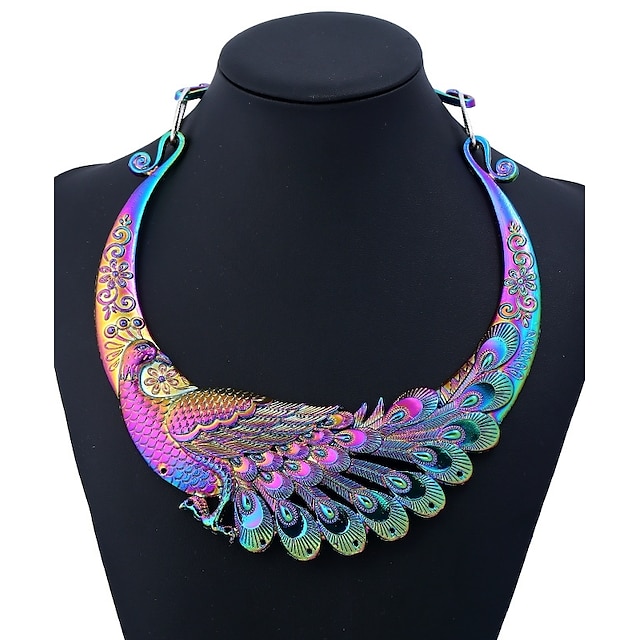 Shoes & Bags Fashion Accessories | One-piece Suit Statement Necklace For Womens Party Daily Metal Alloy Ethnic Peacock - DS31617