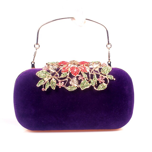  Per donna Dettagli con cristalli Velluto Pochette Sacchetti di sera di cristallo del Rhinestone Vino / Nero / Viola