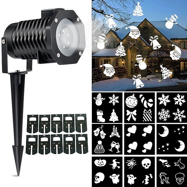  1pc Roterend / Sneeuwvlok / met 10 dia's Decoratie Lawn Lights / Projectorlampje