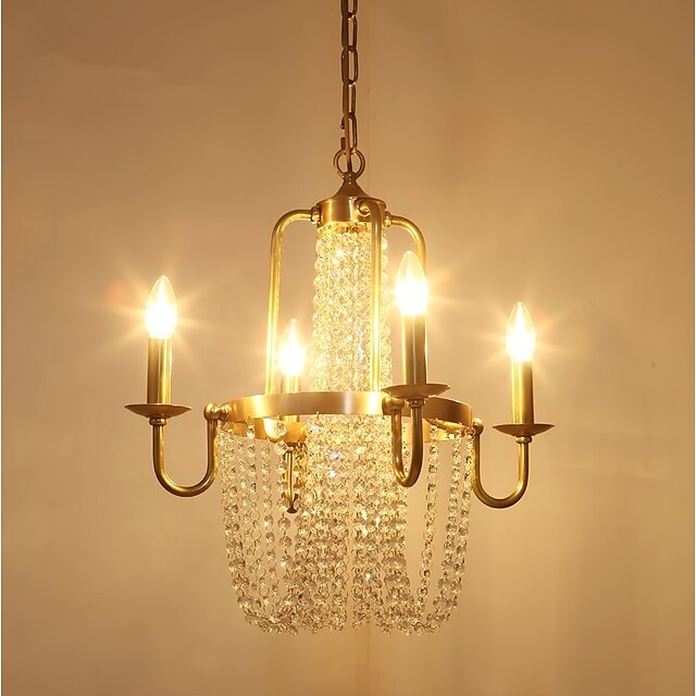  4-Light 50 cm Crystal / Mini Style Chandelier Metal Glass Brass Rustic / Lodge / Traditional / Classic 110-120V / 220-240V