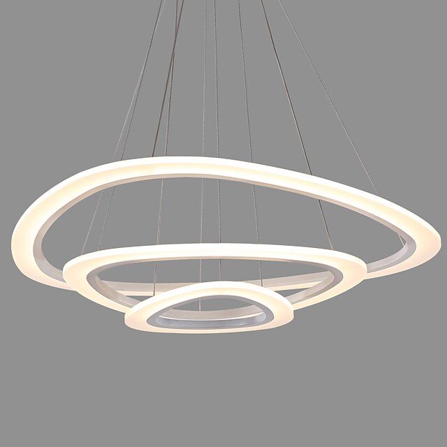  3-Light Modern Acrylic Triangle Simplicity LED Pendant Lights Three Rings Indoor Light For Office Living Room Bedroom Restaurant