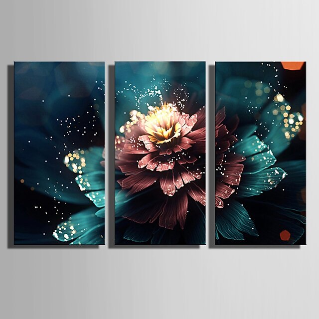  LED-canvaskunst Botanisch Drie panelen Verticaal Print Muurdecoratie Huisdecoratie