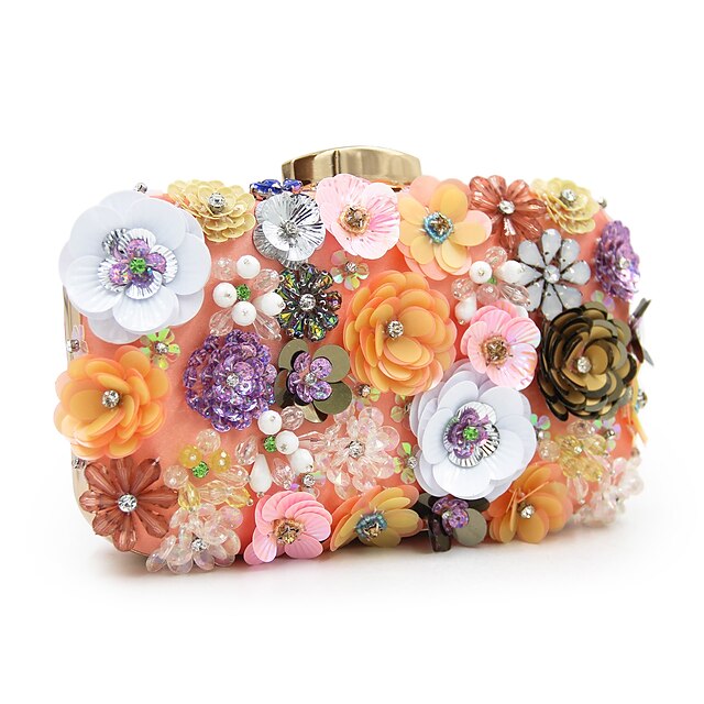  Women's Imitation Pearl / Crystal / Rhinestone / Flower Polyester Evening Bag Floral Print Rainbow
