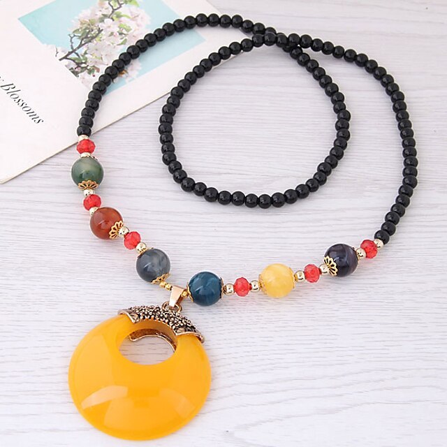  Women's Long Pendant Necklace Resin Ladies Asian European Fashion Red Light Blue Dark Green Necklace Jewelry For Daily