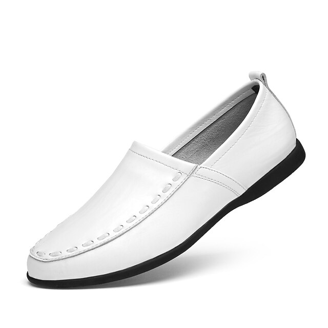  Férfi Papucsok & Balerinacipők Vezetői cipők Nyári naplopók Hétköznapi Bőr Sötétbarna Fehér Fekete Tavasz Nyár