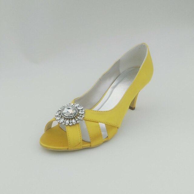  Mujer Zapatos Satén Primavera Verano Tacón Stiletto Pedrería para Boda Plata Azul Oro Amarillo Morado