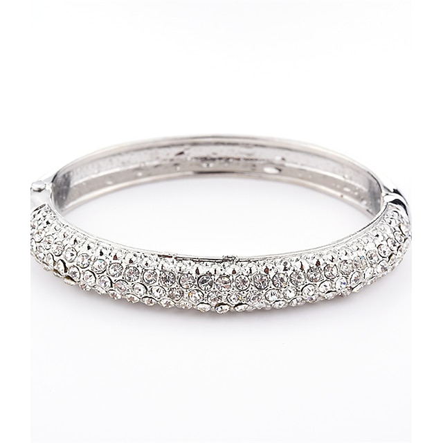  Dame Kubisk Zirkonium liten diamant Armringer Mansjettarmbånd Tennis Armbånd Klassisk geometriske Stjerne damer Mote Krystall Armbånd Smykker Sølv Til Daglig Avslappet