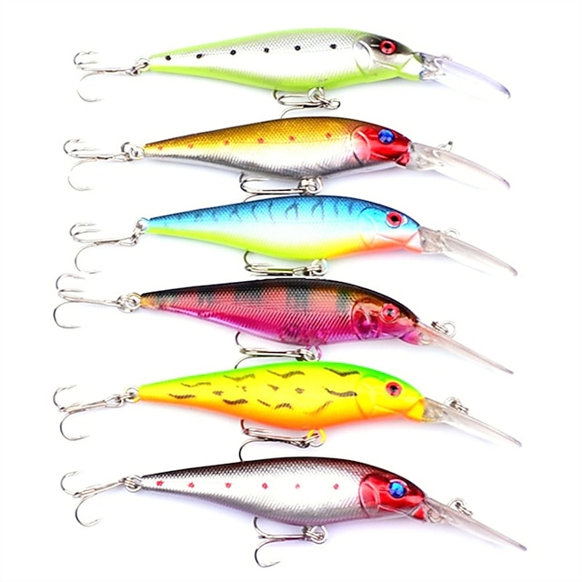  6 pcs Fishing Lures Minnow lifelike 3D Eyes Floating Bass Trout Pike Sea Fishing Fly Fishing Bait Casting