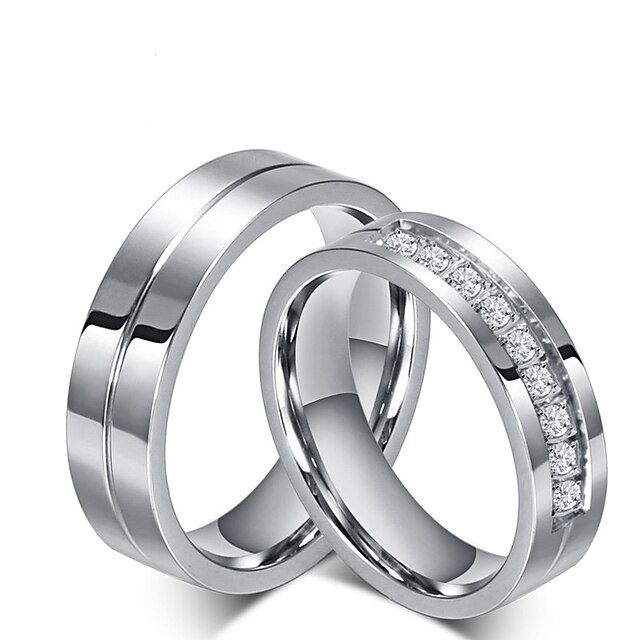  Engagement Ring Cubic Zirconia Titanium Cubic Zirconia Titanium Steel Princess Classic / Women's / Men's / Rings Set / Wedding