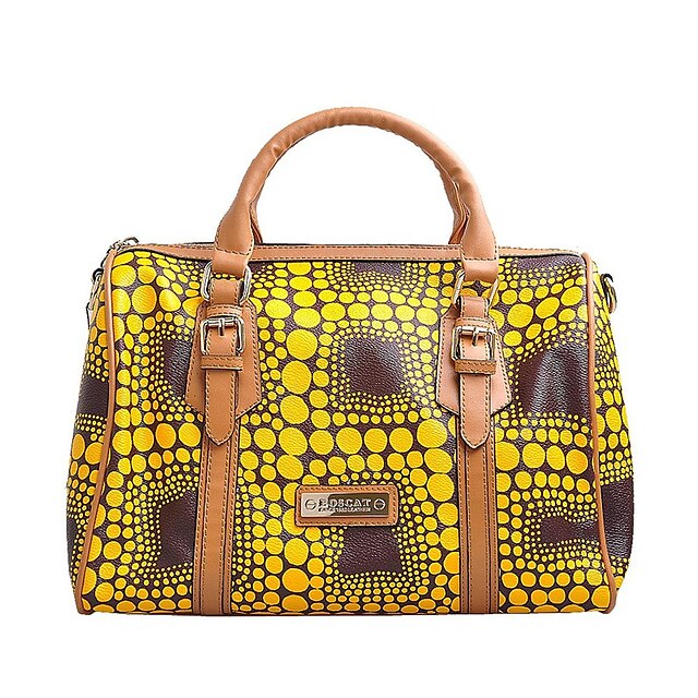  Women's Pattern / Print PU(Polyurethane) Shoulder Messenger Bag Geometric Yellow