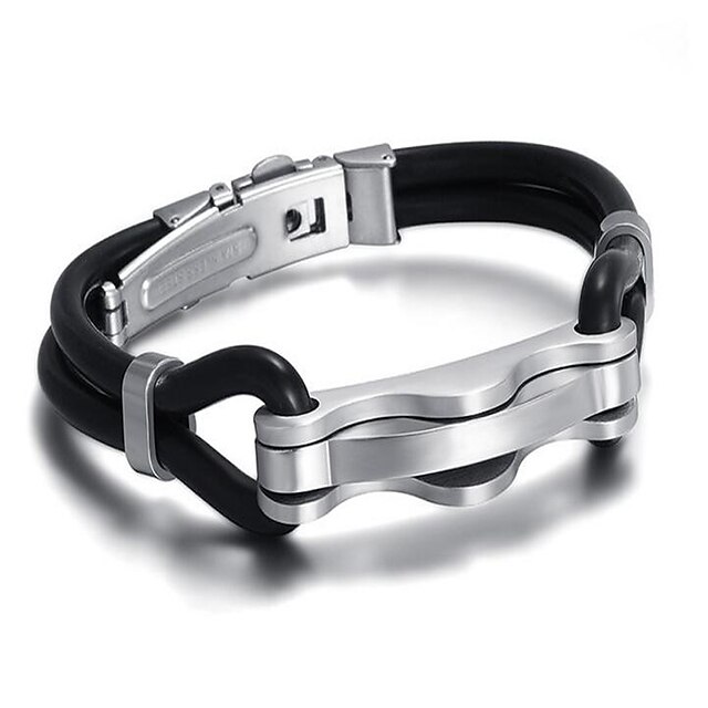  Men's Bracelet Classic Geometrical Sports Fashion Titanium Steel Bracelet Jewelry Silver For Gift Daily