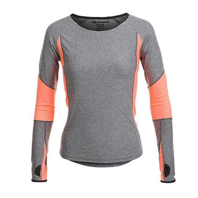  Jaggad Women's Running Shirt - Gray Sports Tee / T-shirt / Top Yoga, Fitness, Gym Workout Long Sleeve Activewear Breathable, Quick Dry, Moisture Permeability Stretchy / Sweat-wicking