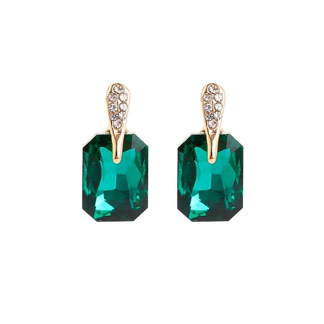  Women's Crystal Stud Earrings Solitaire Ladies Basic Crystal Earrings Jewelry Black / Green For Gift Daily