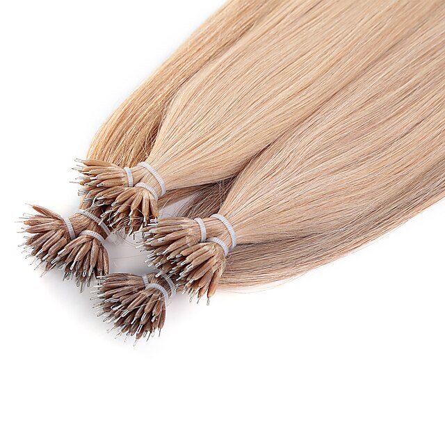  Neitsi Extensions de Cheveux à Micro Anneaux Extensions de cheveux Naturel humains Droit Cheveux Naturel humain Extensions Naturelles Nano Femme Blond foncé
