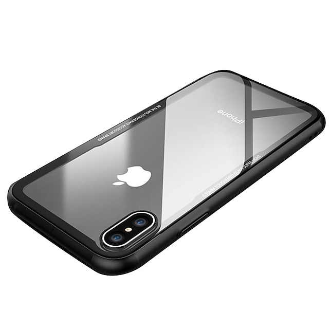  telefon Ügy Kompatibilitás Apple iPhone X Fekete tok iPhone X Ütésálló Ultra-vékeny Egyszínű Kemény Hőkezelt üveg