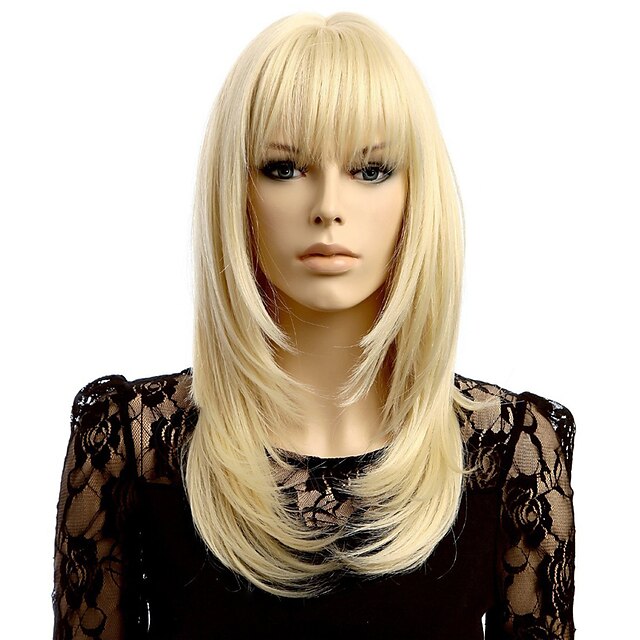  Synthetic Wig Wavy Wavy Wig Blonde Short Blonde Synthetic Hair Women's Natural Hairline Blonde