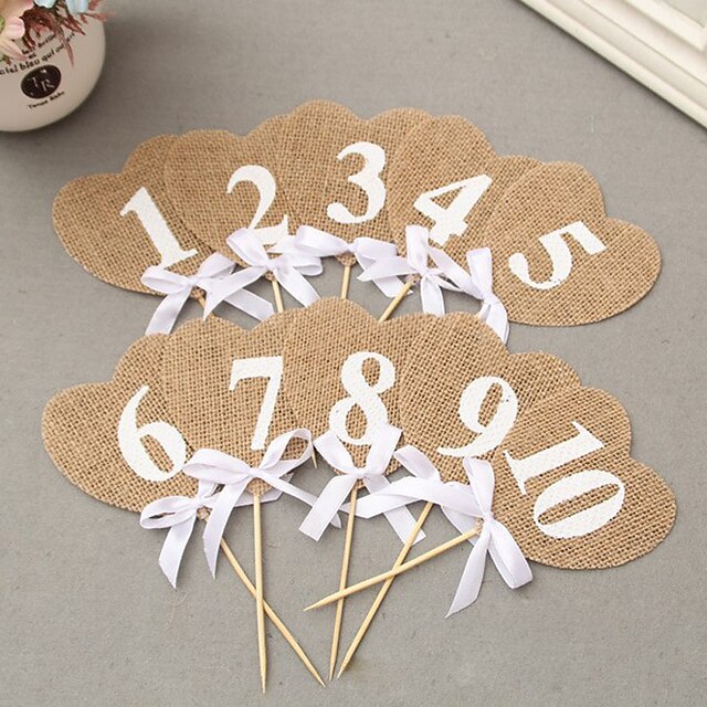  Table Number Cards Linen / Cotton Blend / Mixed Material Wedding Decorations Wedding Party Classic Theme All Seasons