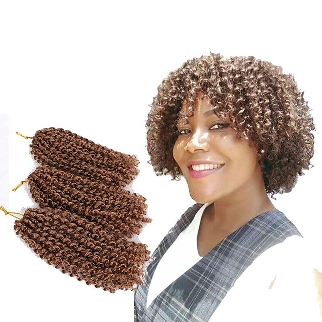  Braiding Hair Curly / Bouncy Curl / Crochet Pre-loop Crochet Braids Synthetic Hair 60 roots / pack, 3pcs / pack Hair Braids Ombre Short Jamaican Bounce Hair