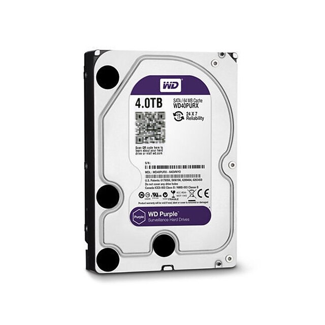  WD WD40PURX 4TB(IntelliPower 64MB Cache) purple drive 3.5-inch HDD surveillance for CCTV NVR na Bezpieczeństwo systemy 18*13 cm cm 0.65 kg kg