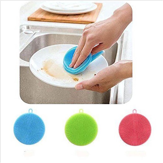  brosse de nettoyage en silicone souple lave-vaisselle couleur assortie